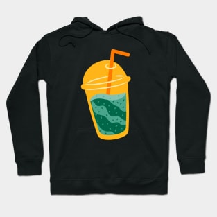 Zen Sip: Matcha Delight in an Orange Cup Hoodie